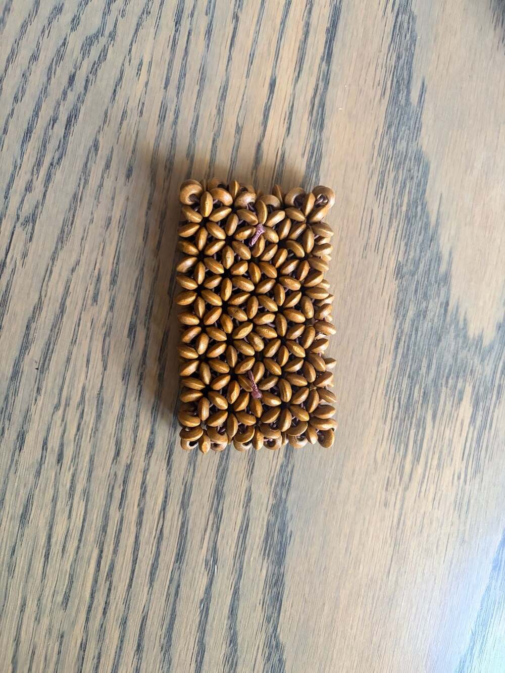Vintage Boho Wooden Beaded Flower Design Stretch Cuff Bracelet